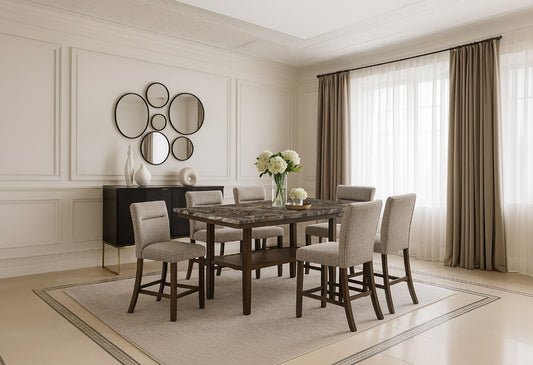 D4355 - 9 Piece Dining Room Set (Bar Table With 8 Bar Stools) - Dark Brown