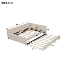 Load image into Gallery viewer, Queen Size Upholstered Platform Bed With USB And Twin Trundle - Beige
