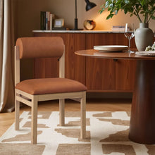 Load image into Gallery viewer, Roundhill - Faux Leather Dining Chair (Set of 2) - Natural Frame
