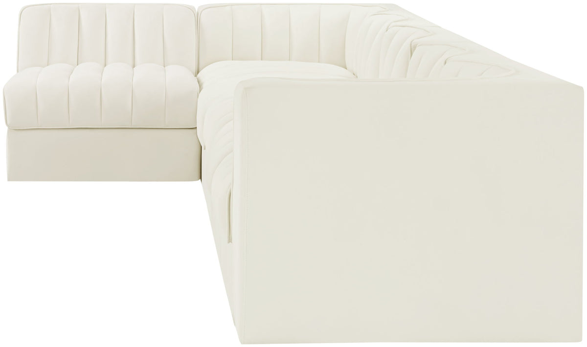 Rummi - Velvet Performance Fabric Upholstered 6 Piece Modular Sectional, L-Shaped (Right)