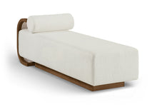 Load image into Gallery viewer, Zephyr - Linen Textured Fabric Upholstered Chaise - Painted Brown Walnut Base
