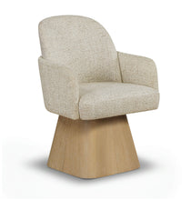 Load image into Gallery viewer, Marlowe - Linen Textured Fabric Upholstered Swivel Dining Arm Chair - Stained Natural
