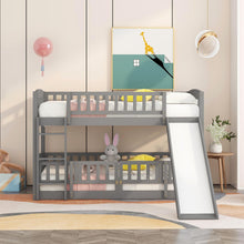 Load image into Gallery viewer, Low Bunk Bed With Slide, Fence And Ladder
