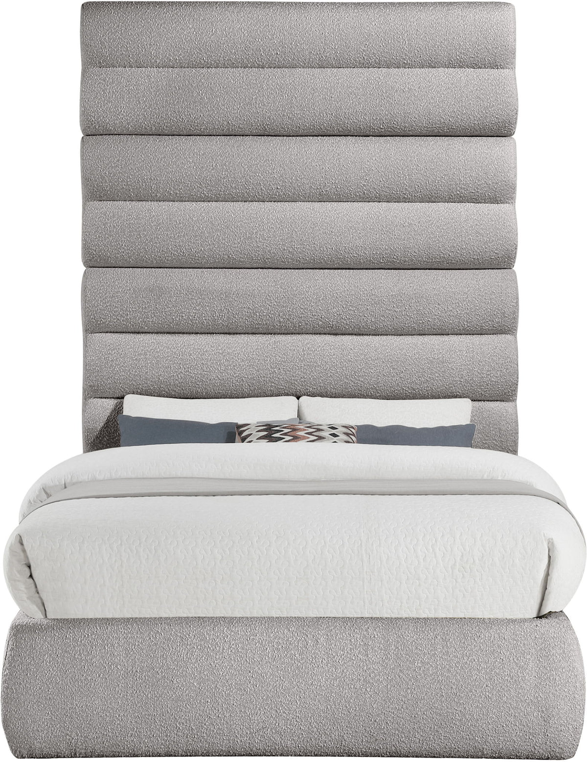 Adam - Boucle Fabric Bed With 89" Headboard
