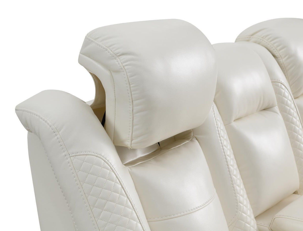 U94 - LED Power Reclining With Power Headrest, And Drop Down Table Sofa - White
