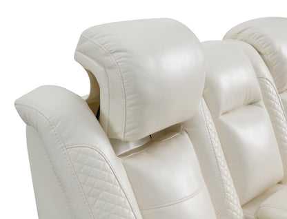 U94 - LED Power Reclining With Power Headrest, And Drop Down Table Sofa - White