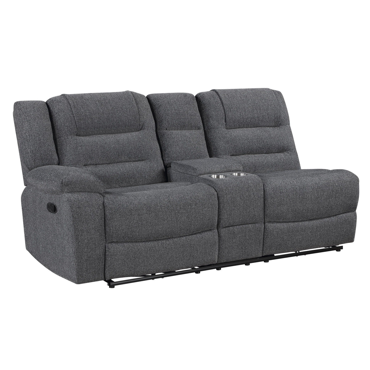 Redondo - LAF Console Loveseat With 2 Recliners - Dark Gray