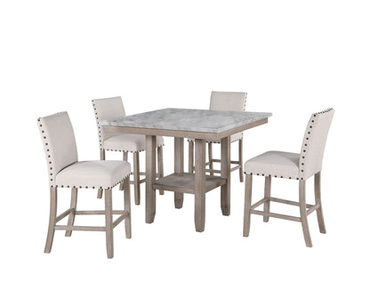 D4010 - 7 Piece Dining Room Set (Bar Table And 6 Bar Stools) - Natural / White