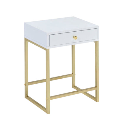 Coleen - Accent Table - White / Brass