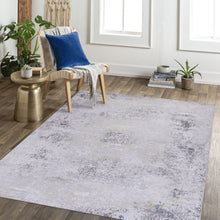 Load image into Gallery viewer, Maval - 6' X 9' Washable Area Rug - Gray / Gold
