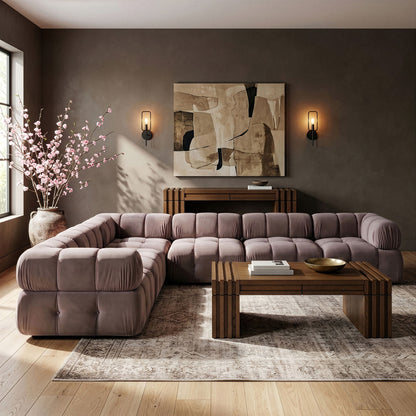 Orin - L-Shaped Velvet 6 Piece Modular Sectional