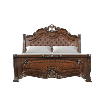 Bella Notte - 6''6"/6''0''/5''0" King / Queen Headboard Post Set - Mahogany Brow