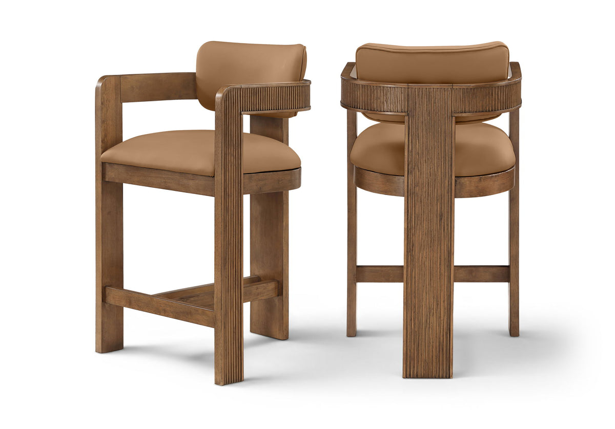 Sacha - Vegan Leather Upholstered Counter Stool With Brown Base