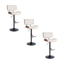 Load image into Gallery viewer, Lombardi - Mid Century Modern Adjustable Barstool With Swivel With Straight T Footrest (Set of 3)
