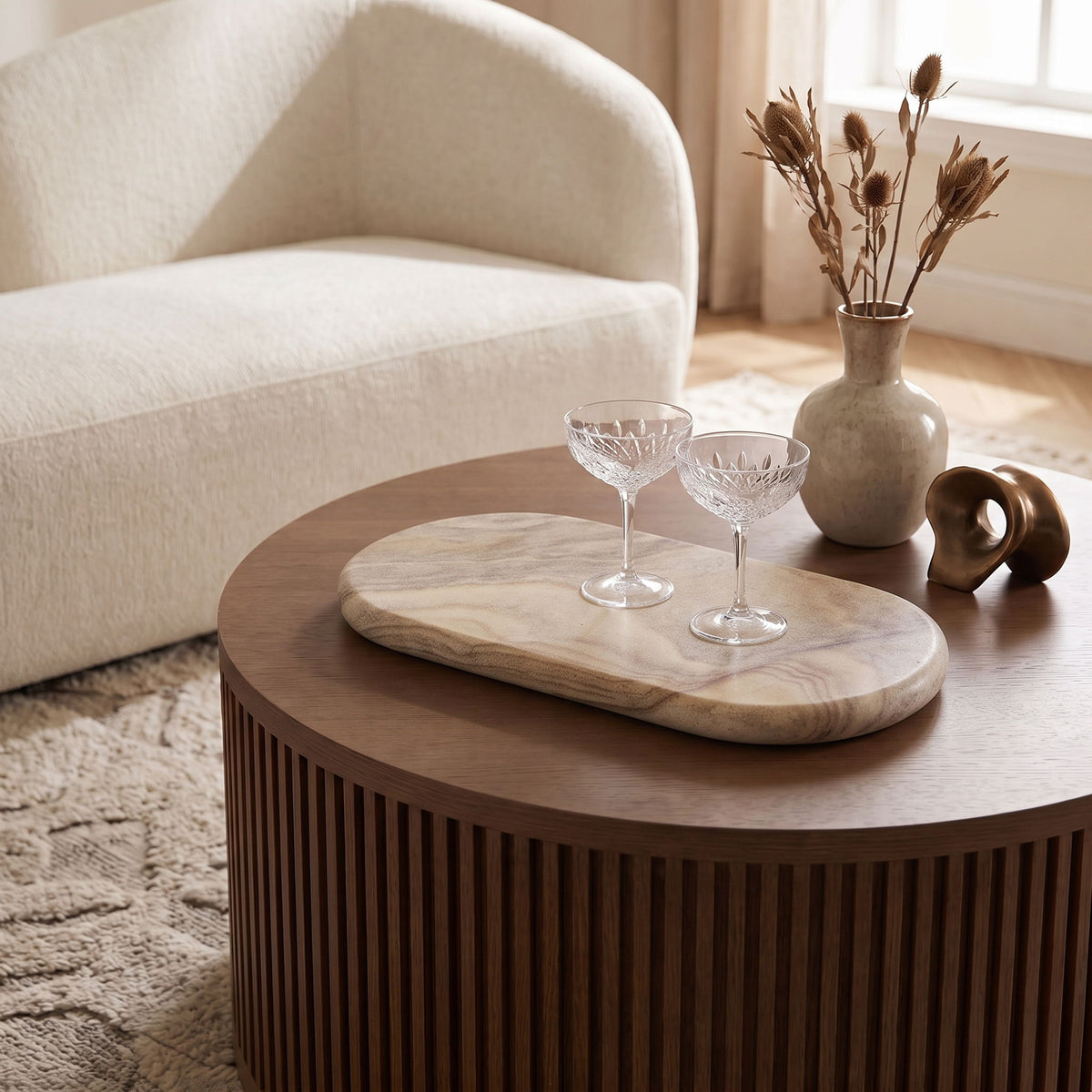 Carrell - Genuine Marble Tray - Sand