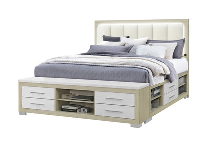 Emma - King Bed Footboard And Slats - Natural / White