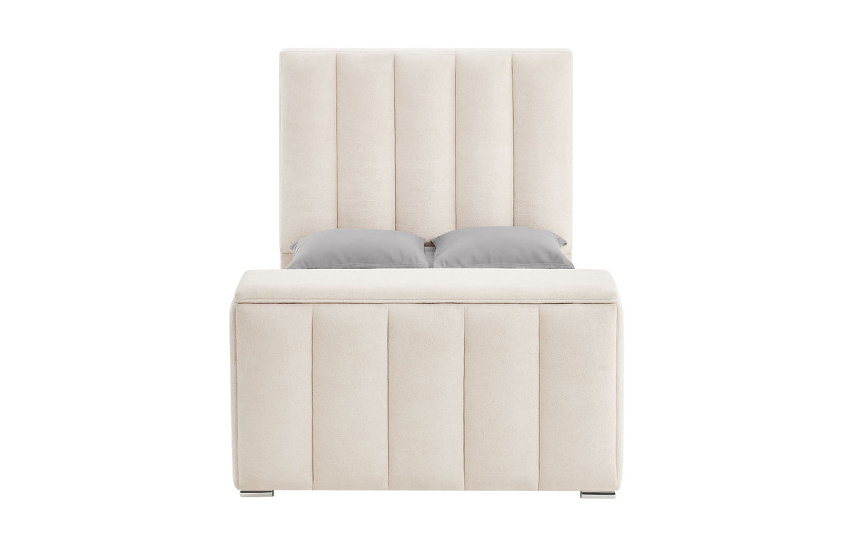 Serenity - Queen Bed Headboard With Global Surround Speaker System - Cream / Beige