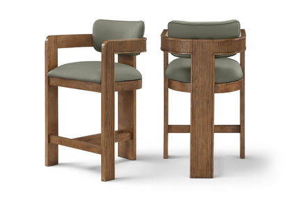 Sacha - Vegan Leather Upholstered Counter Stool With Brown Base