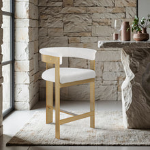 Load image into Gallery viewer, Romeo - Boucle Counter Stool With Gold Base (Set of 2)
