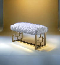 Load image into Gallery viewer, Bagley II - Bench Faux Fur - White / Gold
