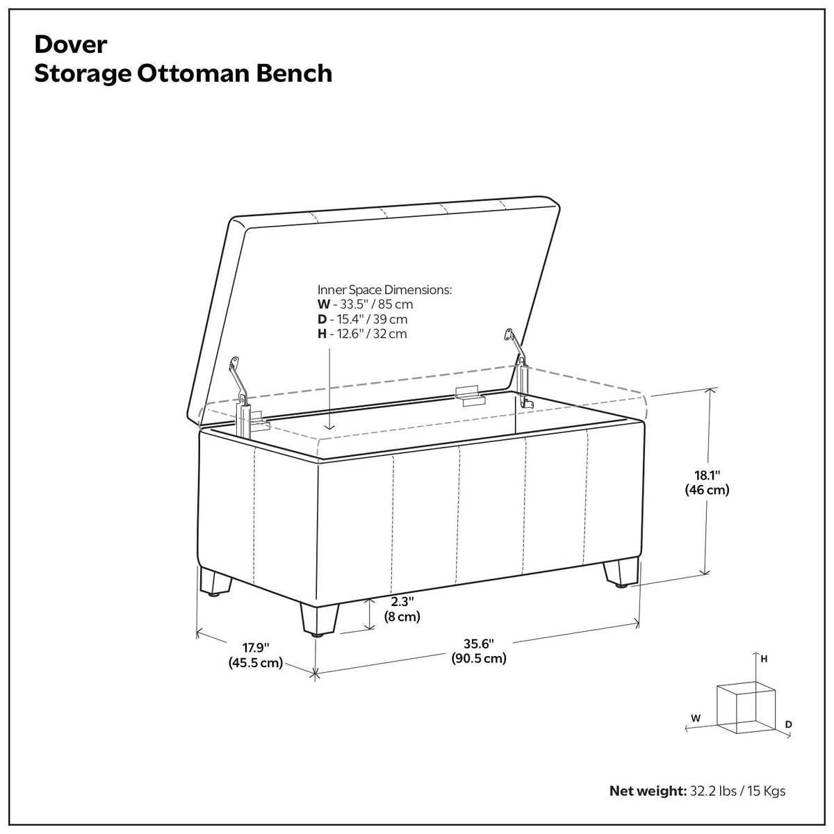 Dover - Multifunctional Storage Ottoman Bench