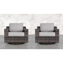 Load image into Gallery viewer, Outdoor Swivel Patio Chair With Cushions (Set of 2) - Brown
