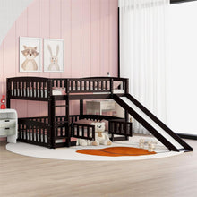 Load image into Gallery viewer, Low Bunk Bed With Slide, Fence And Ladder
