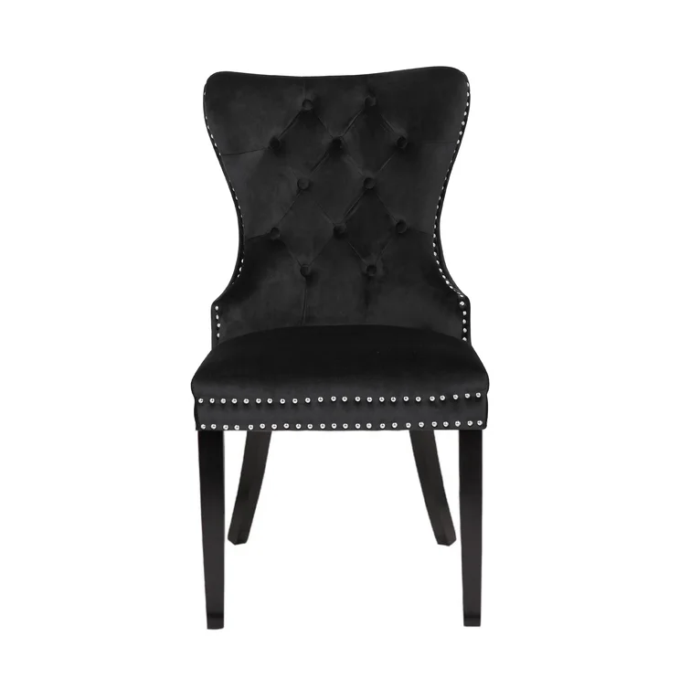 Galaxy Home Erica Wood Legs Dining Chair (Set of 2) in Black
