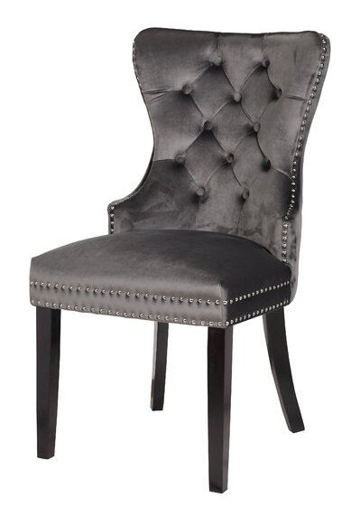 Galaxy Home Erica Wood Legs Dining Chair (Set of 2) in Dark Grey