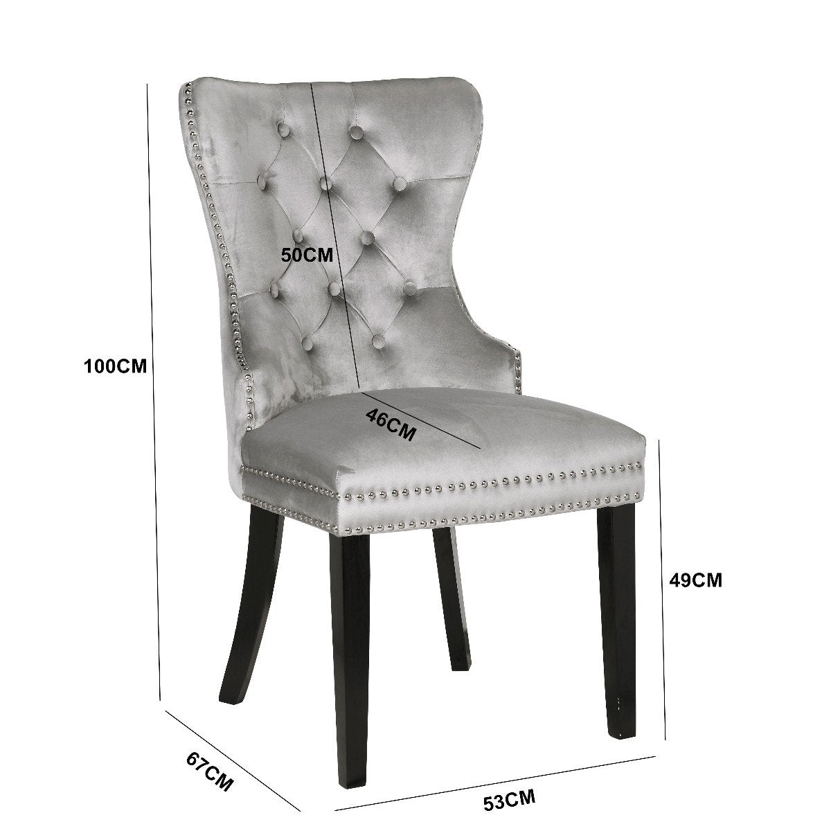 Galaxy Home Erica Wood Legs Dining Chair (Set of 2) in Light Grey