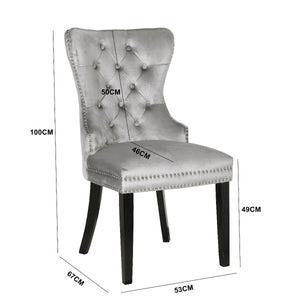 Galaxy Home Erica Wood Legs Dining Chair (Set of 2) in Light Grey