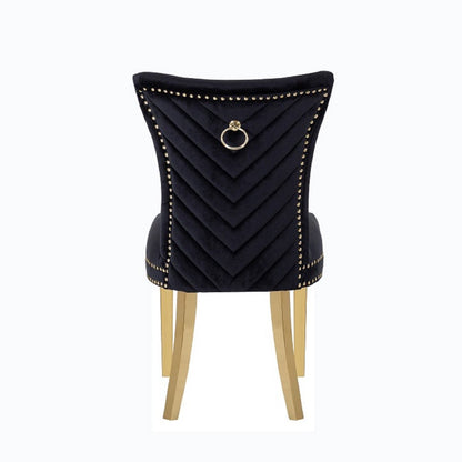 Galaxy Home Eva Gold Legs Dining Chair (Set of 2) in Black