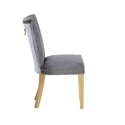 Galaxy Home Eva Gold Legs Dining Chair (Set of 2) in Grey