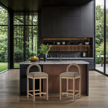 Load image into Gallery viewer, Conrad - Linen Counter Stool With Natural Legs
