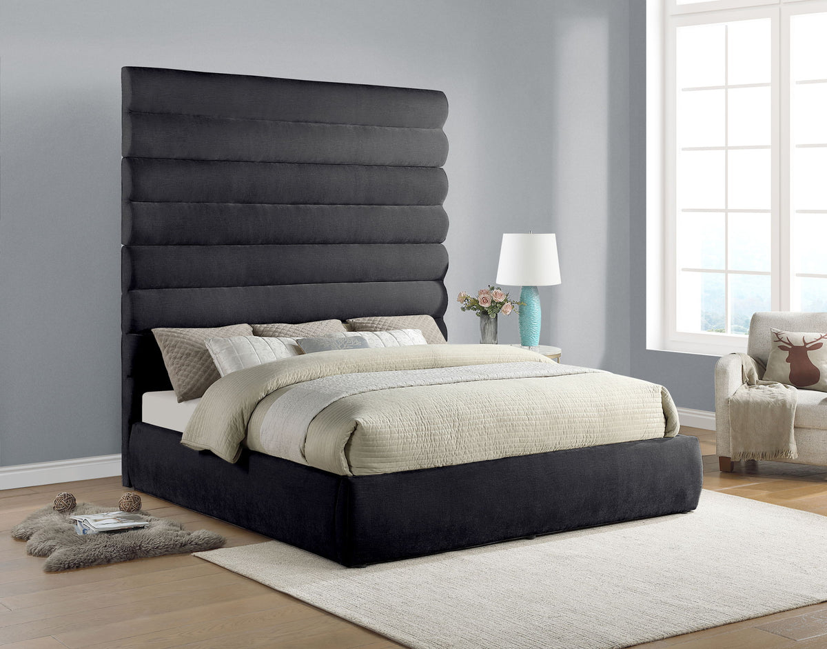 Adam - Chenille Fabric Bed With 89" Headboard