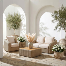 Load image into Gallery viewer, Seacrest - Olefin Water Resistant Fabric And Wicker 2 Piece Outdoor Patio Modular Loveseat
