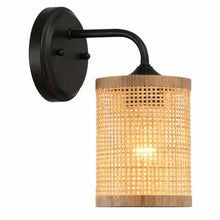 Load image into Gallery viewer, Reef - Single Lights Wall Sconce With Natural Shade Rustic Wicker Wall Light - Black / Rattan
