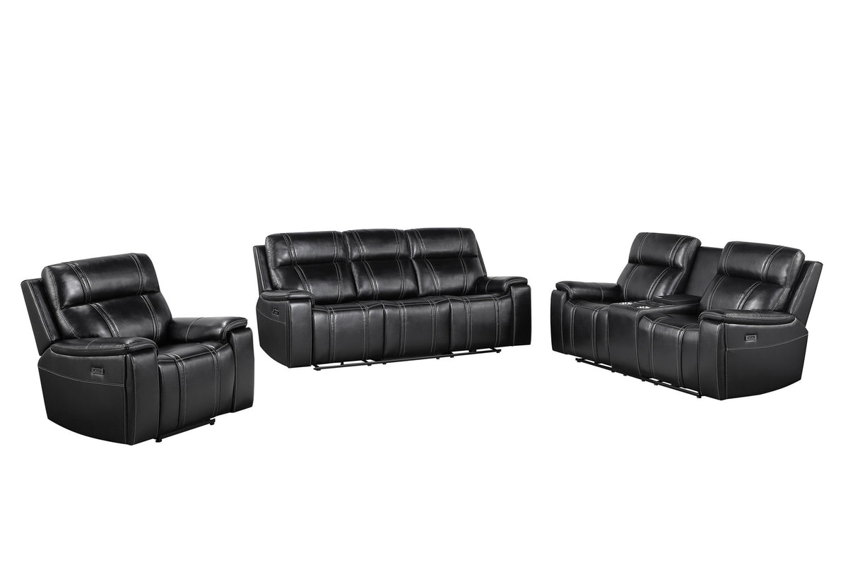 U8880 - 3 Piece Living Room Set (Power Reclining Sofa / Power Console Reclining Loveseat / Power Recliner) - Black