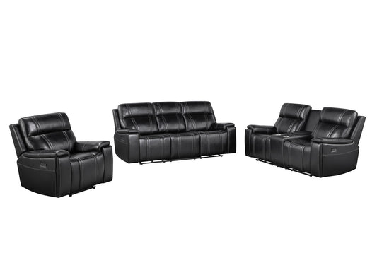 U8880 - 3 Piece Living Room Set (Power Reclining Sofa / Power Console Reclining Loveseat / Power Recliner) - Black