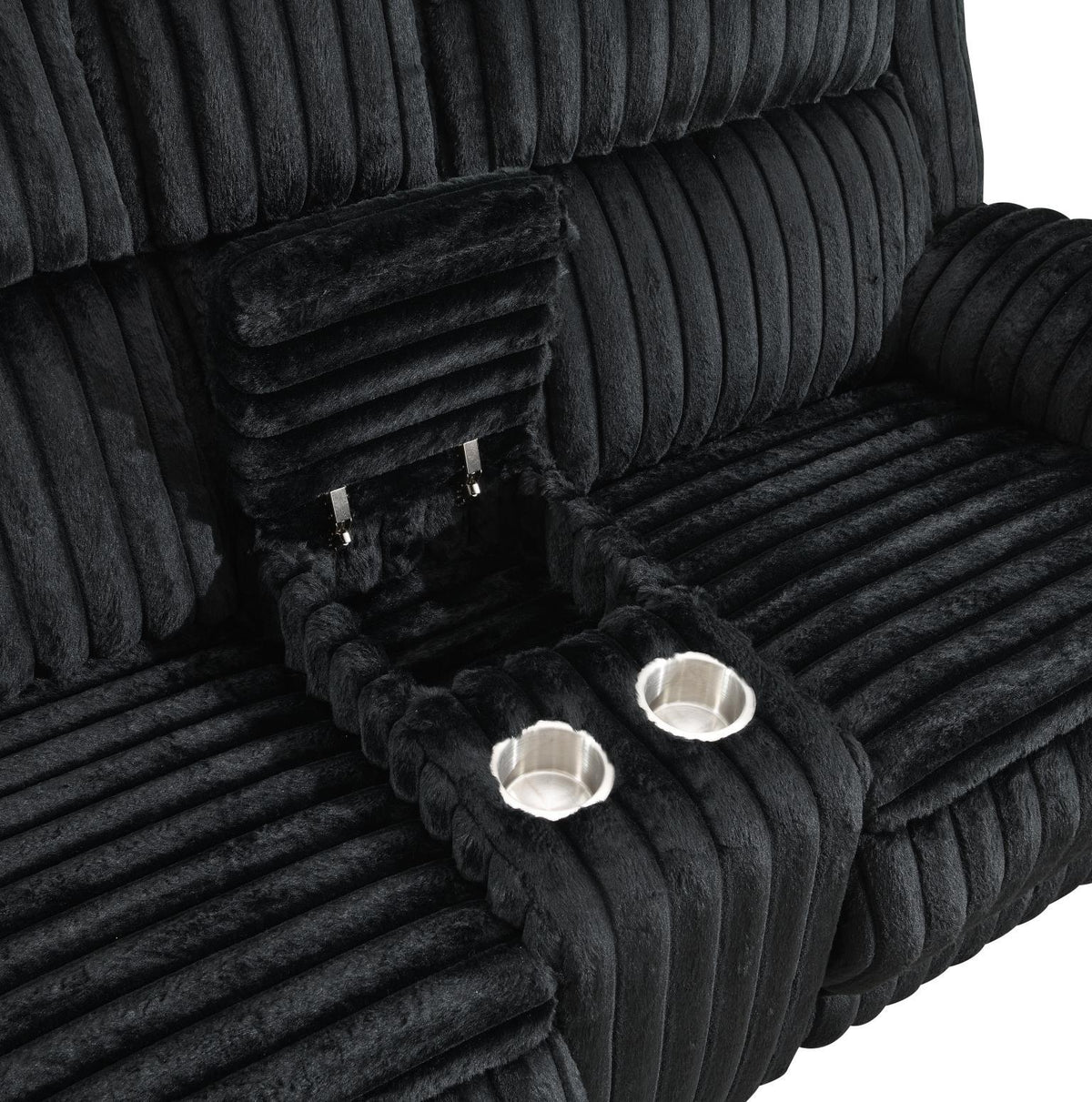 U112 - Corduroy Motion Loveseat - Black