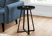Load image into Gallery viewer, Accent Table, Side, Round Marble Look Contemporary &amp; Modern - Black
