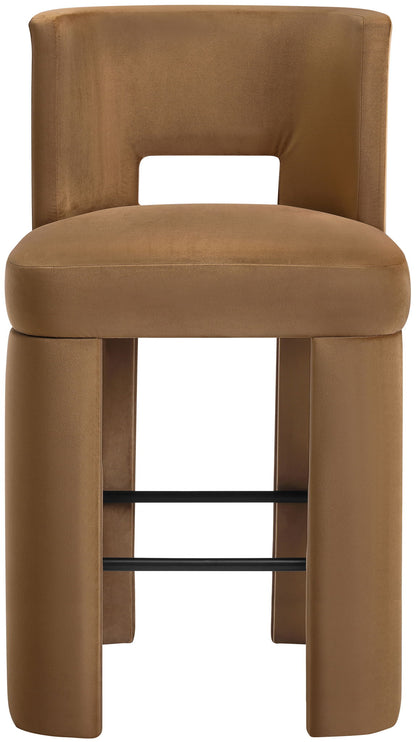 Zuno - Velvet Performance Fabric Upholstered Bar Stool (Set of 2) - Saddle