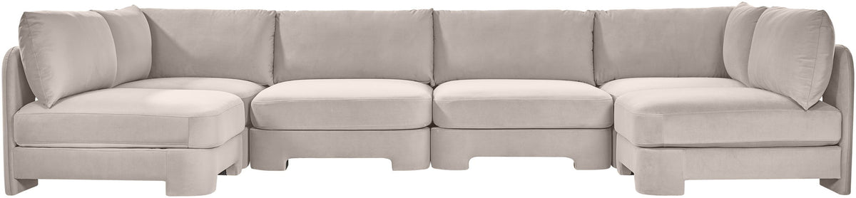 Hammond - Velvet Performance Fabric Upholstered 6 Piece U-Shaped Armless Sectional