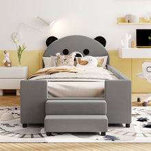 Load image into Gallery viewer, Upholstered Daybed With Bear Shaped Headboard, Hydraulic System And Breathable Fence

