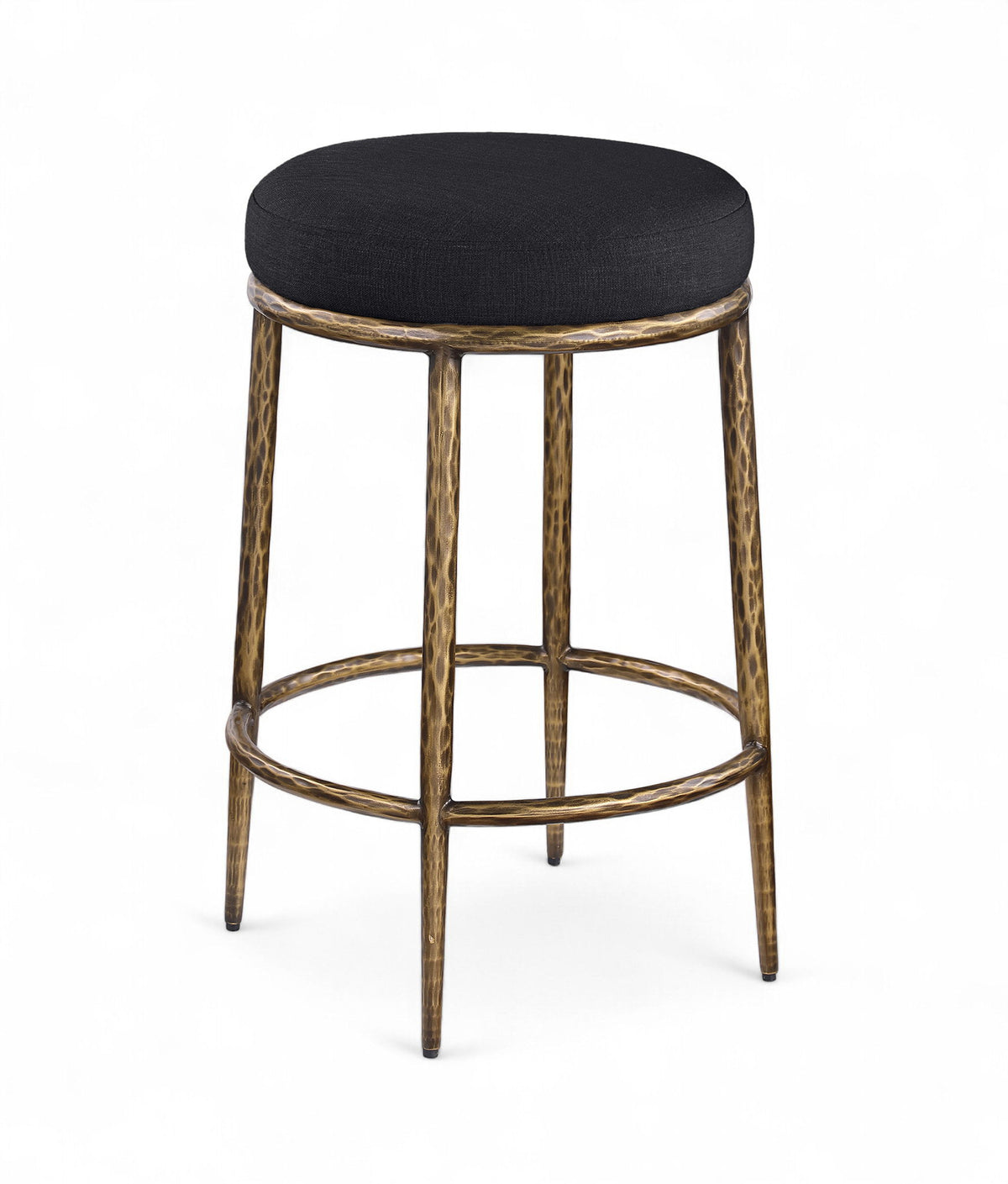 Ferro - Upholstered Backless Counter Stool With Brushed Gold Base