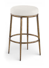 Load image into Gallery viewer, Ferro - Performance Fabric Upholstered Backless Bar Stool - Cream / Antique Brass
