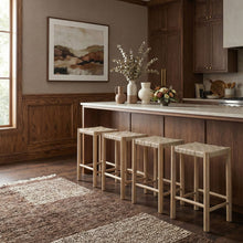 Load image into Gallery viewer, Entwine - Vegan Leather Upholstered Backless Counter Stool - Painted Natural
