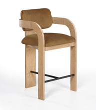 Load image into Gallery viewer, Cedra - Velvet Performance Fabric Upholstered Counter Stool - Natural Frame
