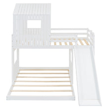 Load image into Gallery viewer, Loft Bunk Bed With Playhouse, Farmhouse, Ladder, Slide And Guardrails

