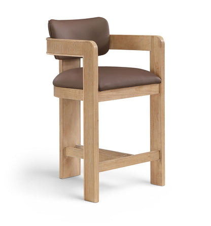 Sacha - Vegan Leather Upholstered Counter Stool With Natural Base